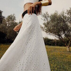 Zara White Eyelet Maxi Skirt
